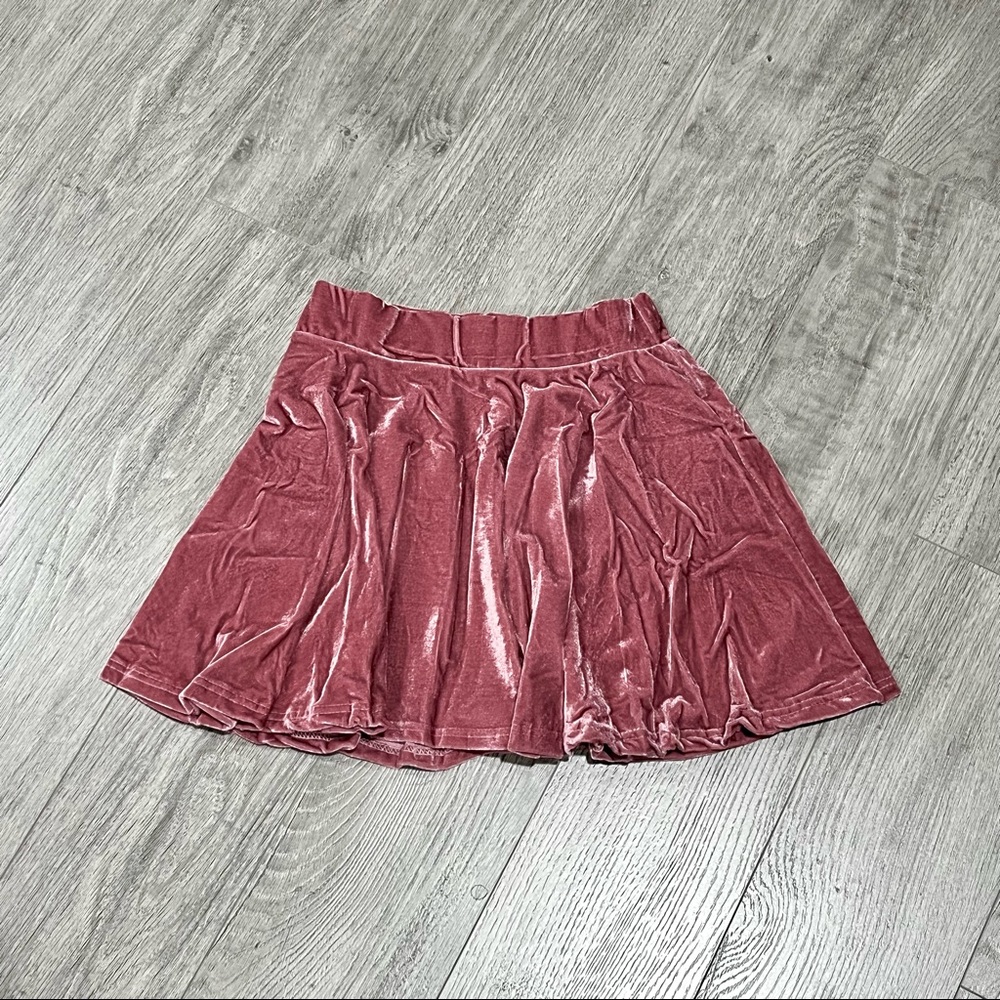 Velvet Mini Circle Skirt Dusty Pink